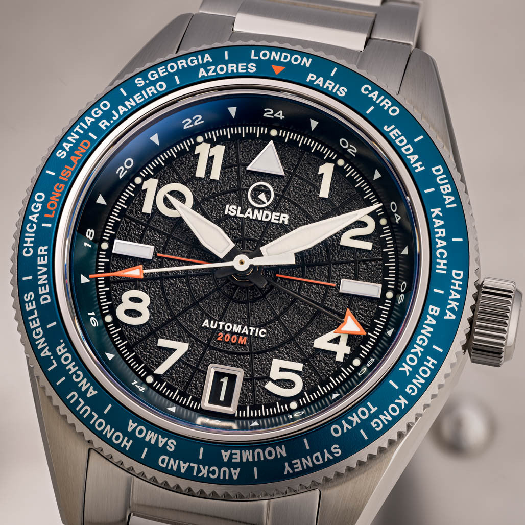 Islander Calabro GMT World Time Automatic Watch with Anthracite