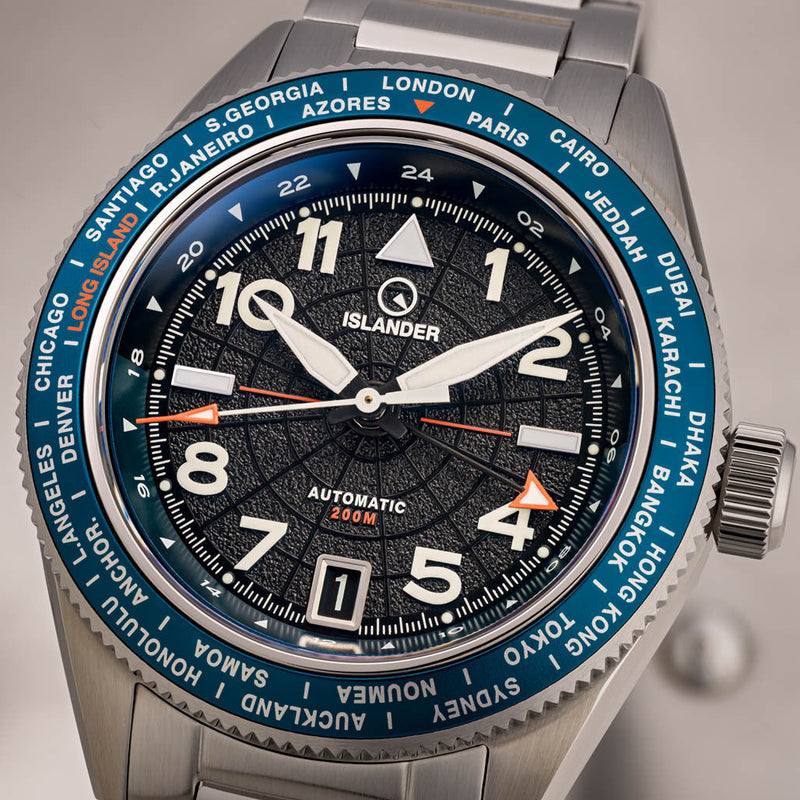 Islander Calabro GMT World Time Automatic Watch with Anthracite