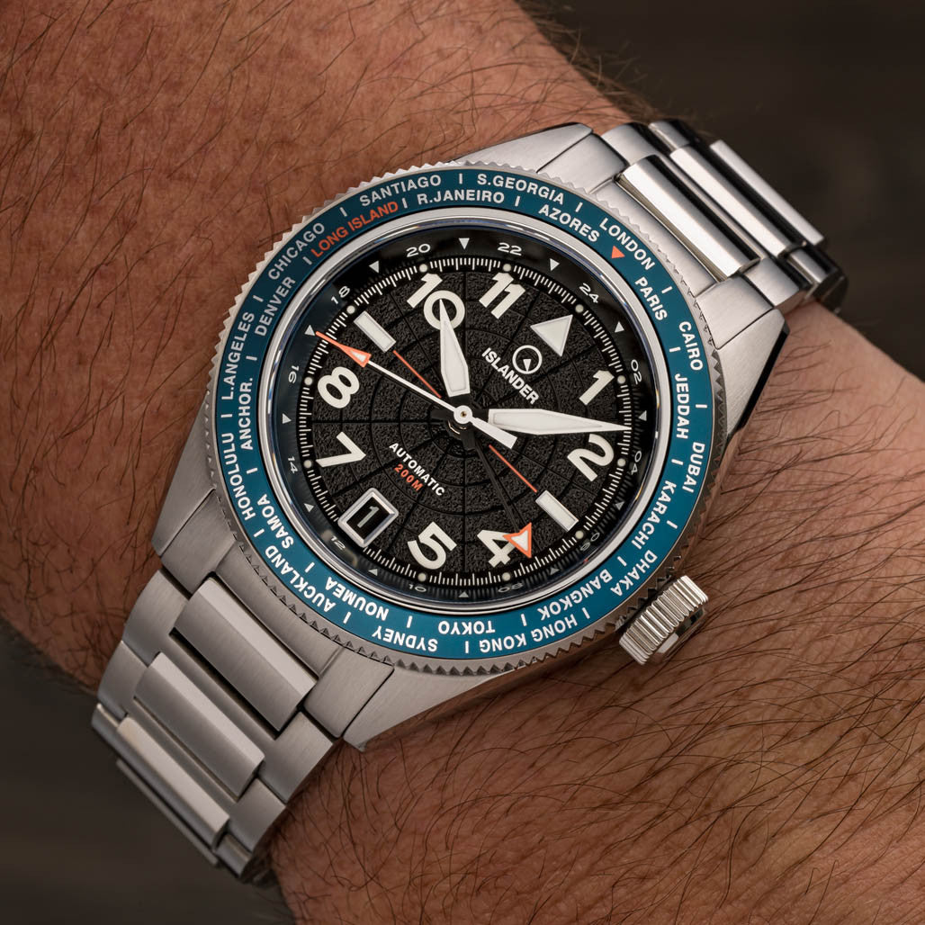 Islander Calabro GMT World Time Automatic Watch with Anthracite