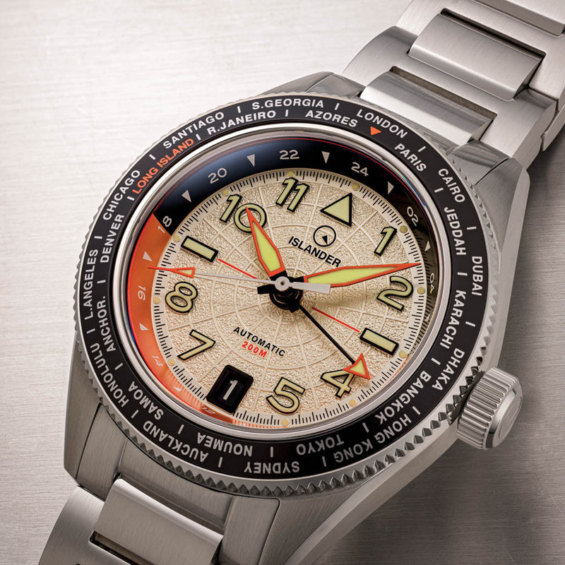 Islander Calabro GMT World Time Automatic Watch with Silver Dial