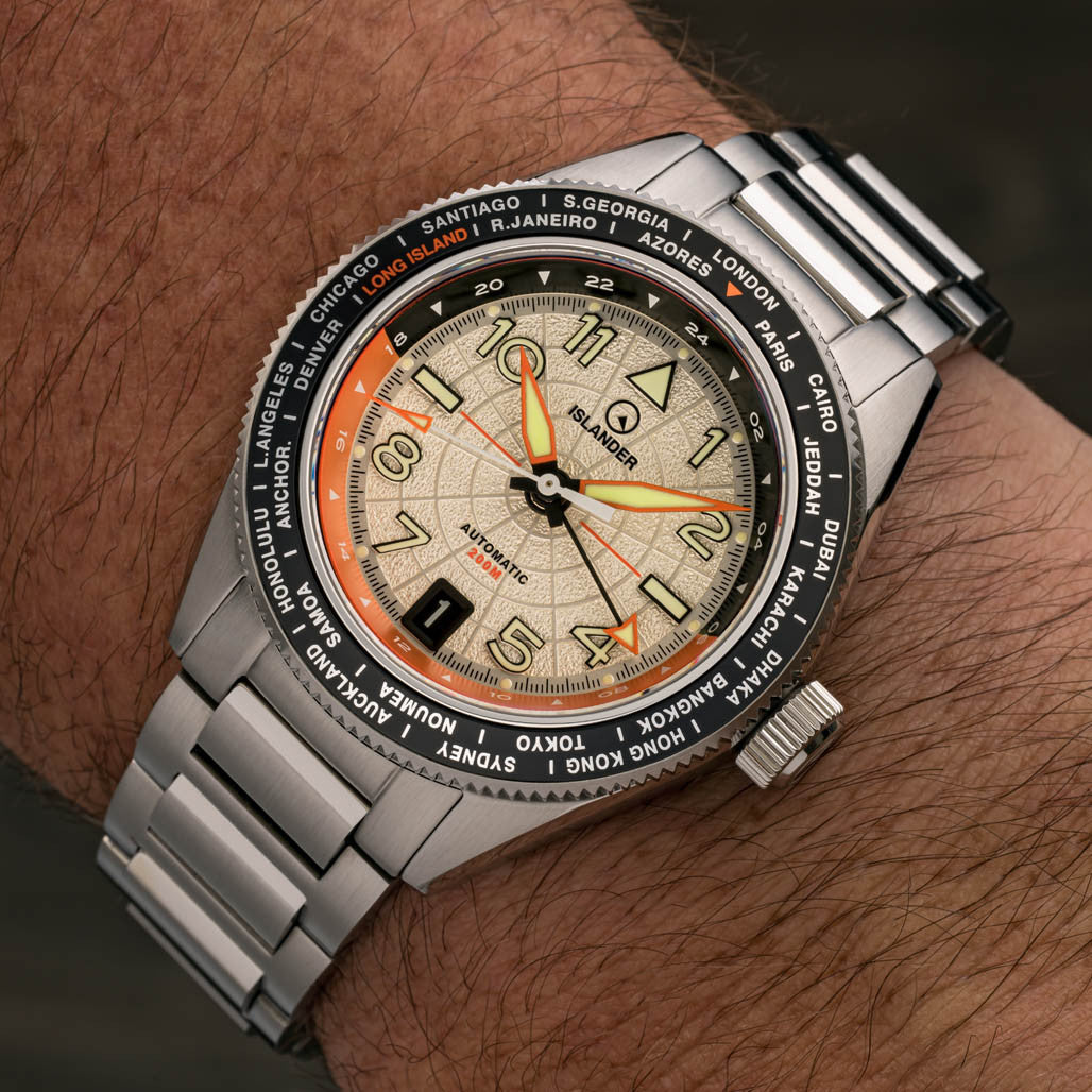 Islander Calabro GMT World Time Automatic Watch with Silver Dial