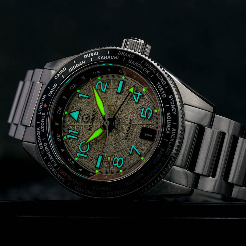 Islander Calabro GMT World Time Automatic Watch with Silver Dial