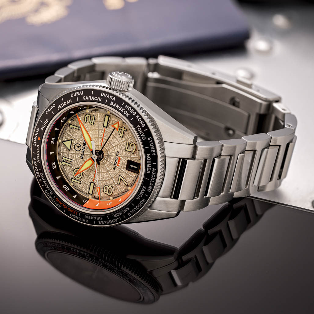 Islander Calabro GMT World Time Automatic Watch with Silver Dial