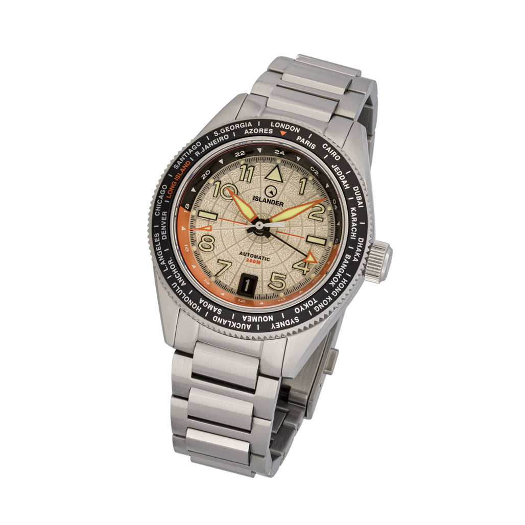 Islander Calabro GMT World Time Automatic Watch with Silver Dial