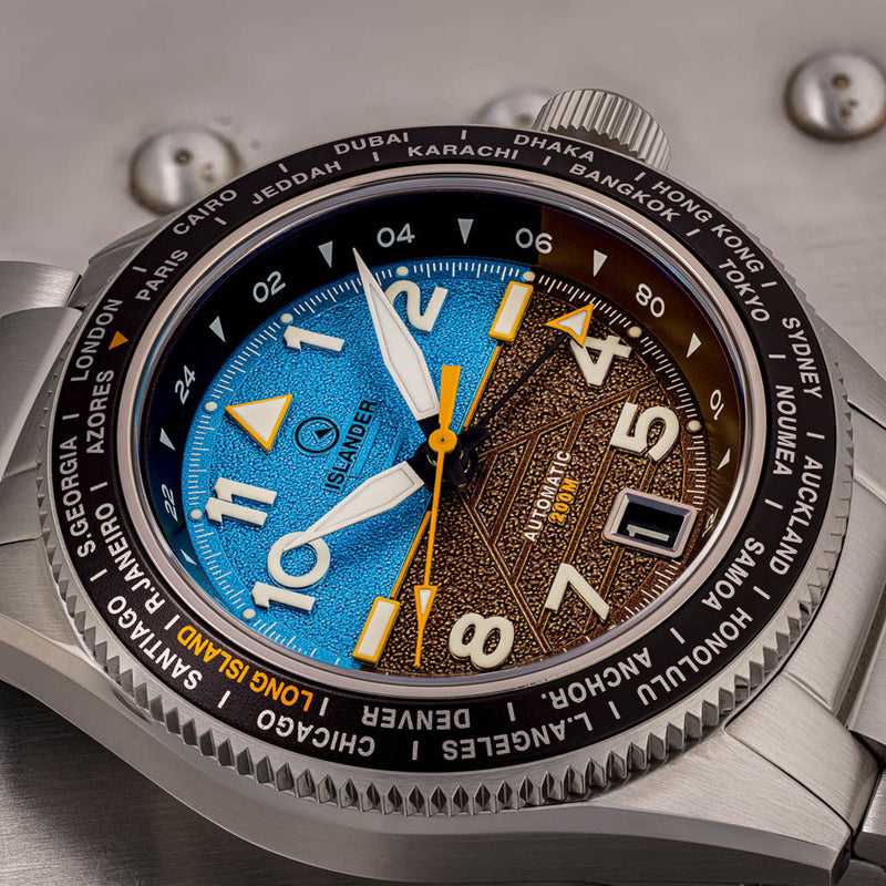 Islander Calabro GMT World Time Automatic Watch with Attitude Indicator Dial
