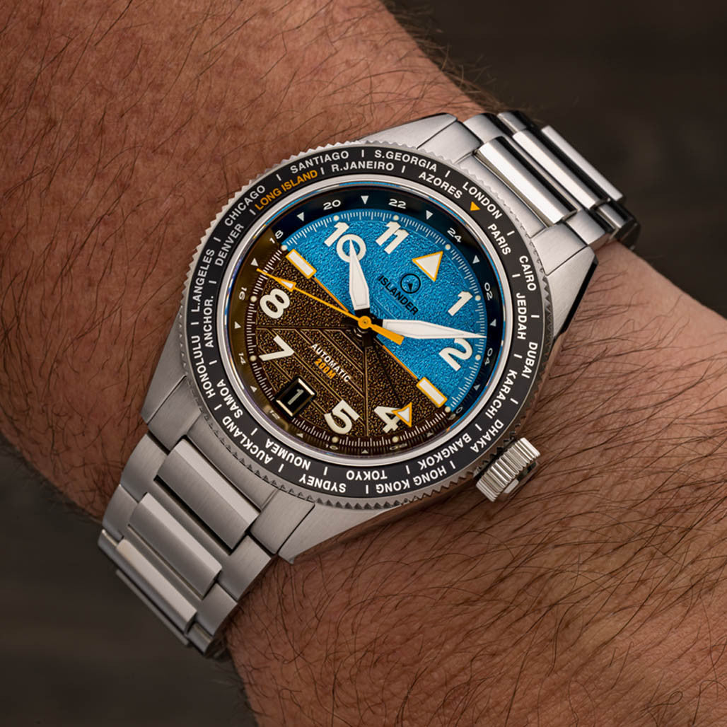 Islander Calabro GMT World Time Automatic Watch with Attitude Indicator Dial