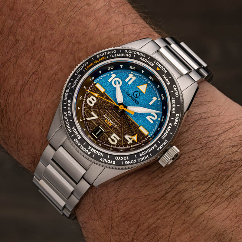 Islander Calabro GMT World Time Automatic Watch with Attitude Indicator Dial