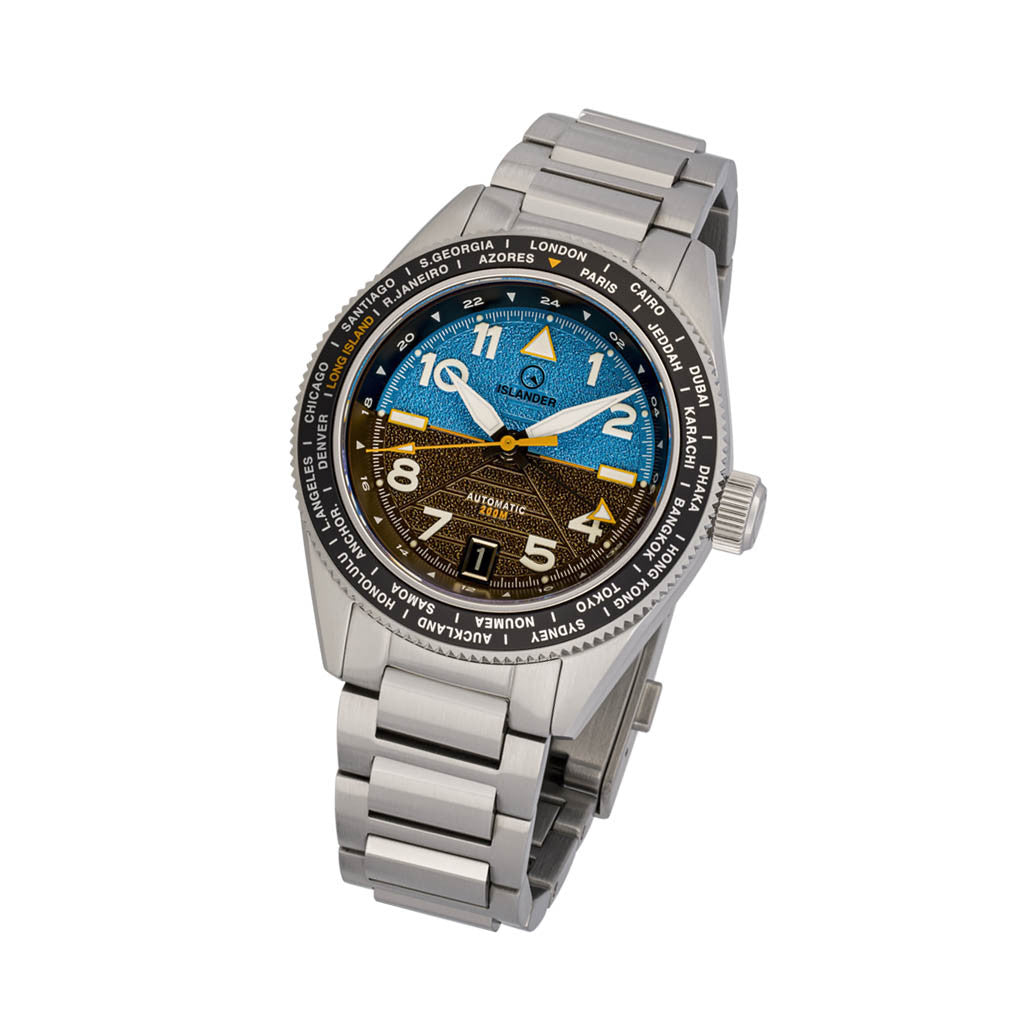 Islander Calabro GMT World Time Automatic Watch with Attitude Indicator Dial
