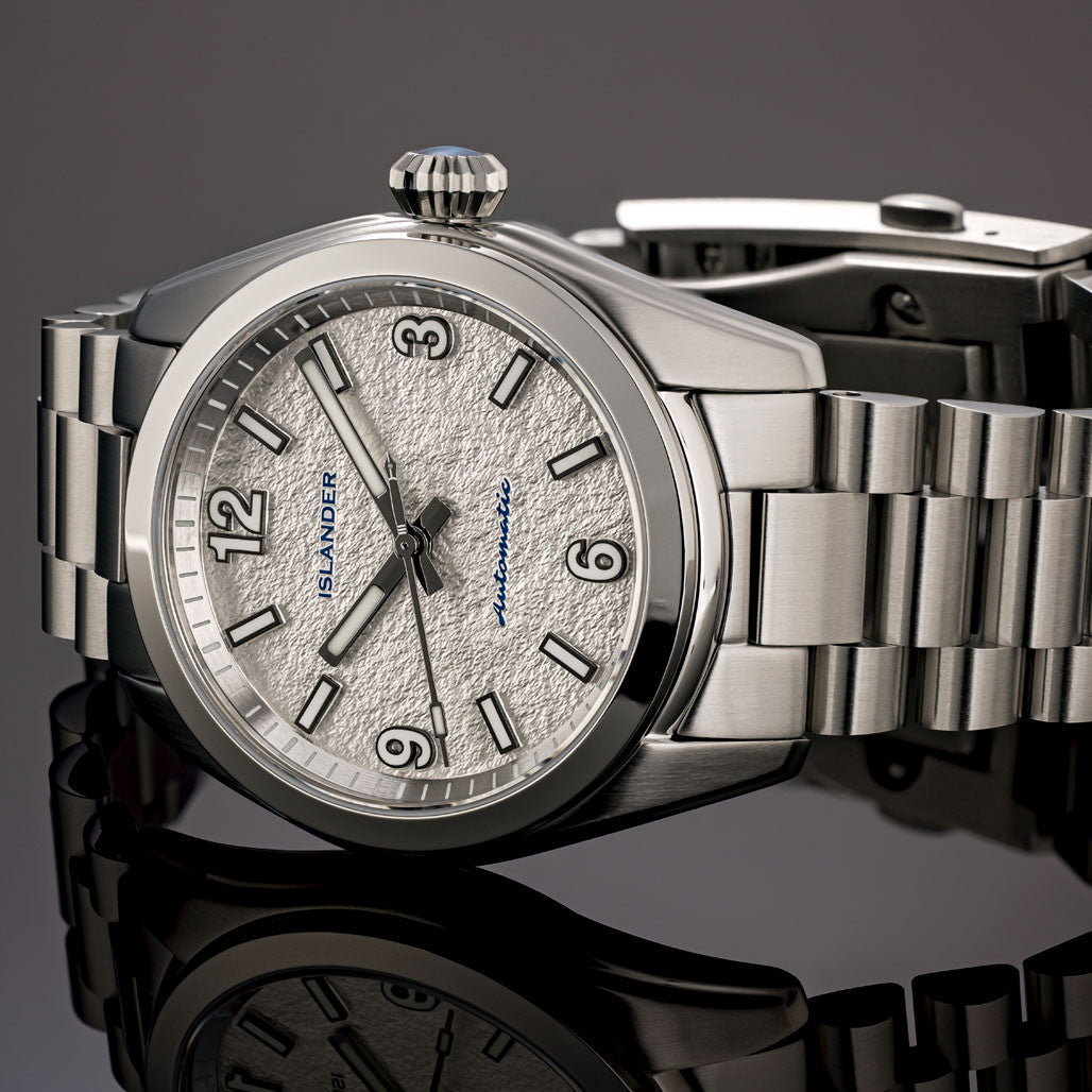 Islander Brookville Calligraphy Edition Watch with Silver Parchment Dial