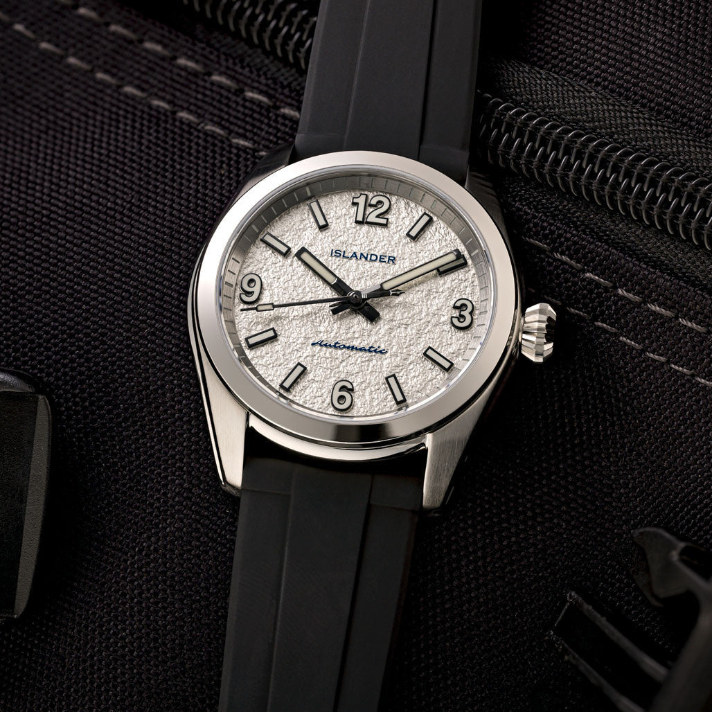 Islander Brookville Calligraphy Edition Watch with Silver Parchment Dial