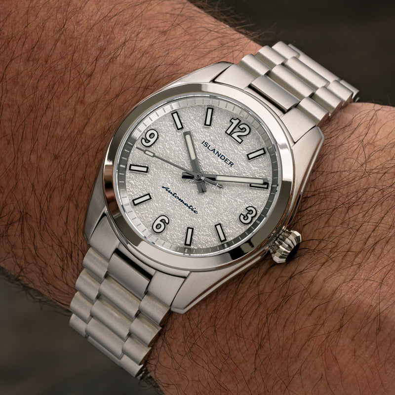 Islander Brookville Calligraphy Edition Watch with Silver Parchment Dial