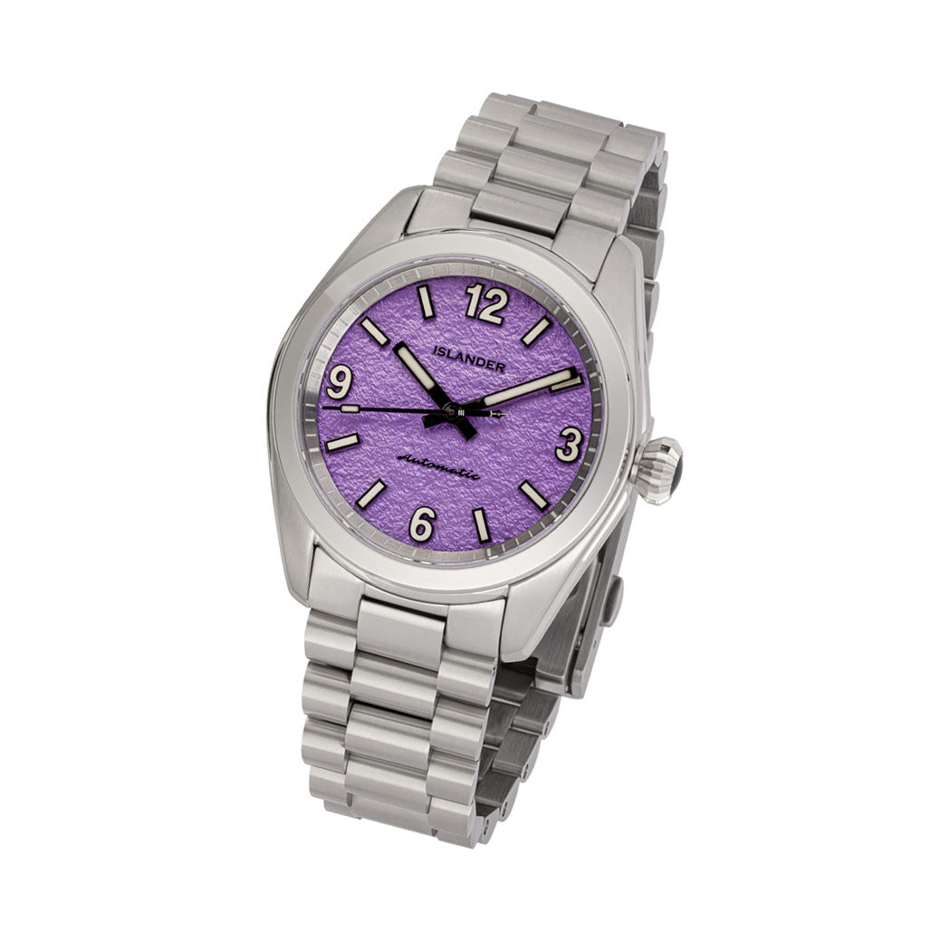 Islander Brookville Calligraphy Edition Watch with Lavender Parchment Dial