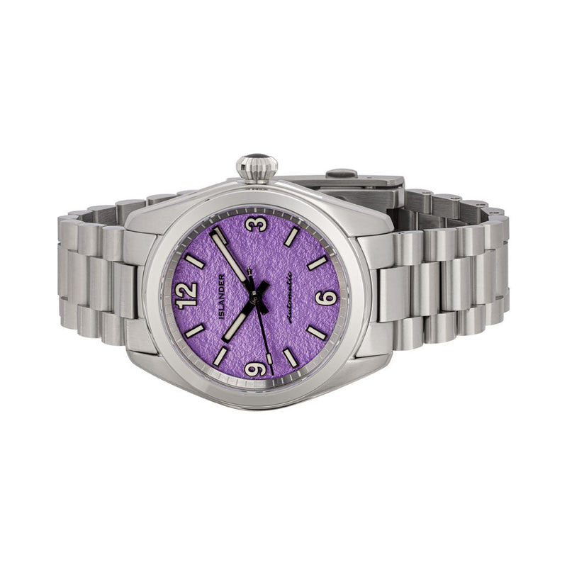 Islander Brookville Calligraphy Edition Watch with Lavender Parchment Dial