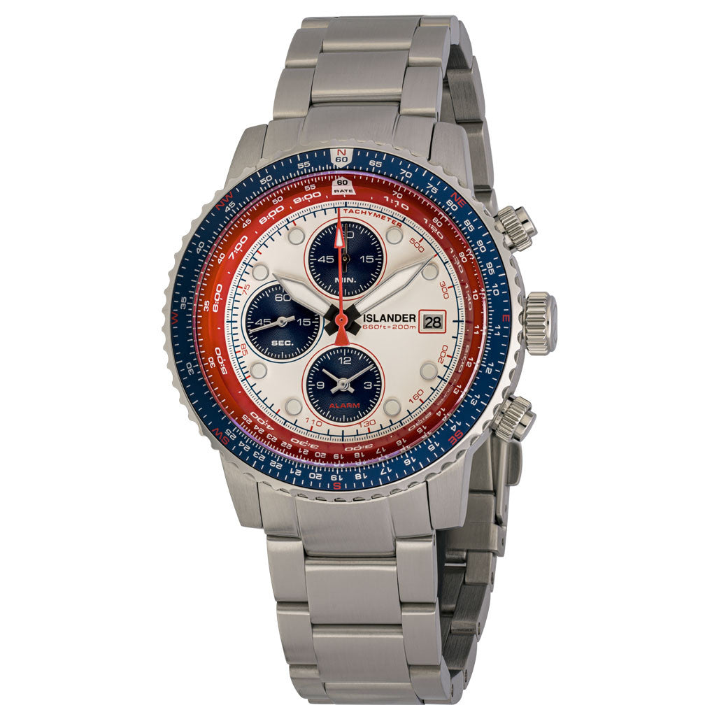 Islander Calverton Flight Chronograph Alarm Watch with White Dial