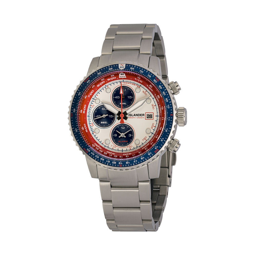 Islander Calverton Flight Chronograph Alarm Watch with White Dial