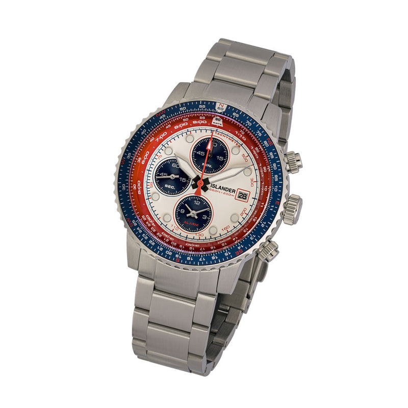 Islander Calverton Flight Chronograph Alarm Watch with White Dial