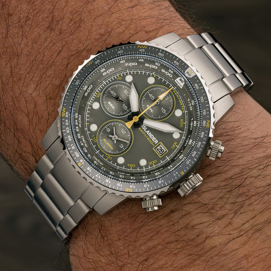 Islander Calverton Flight Chronograph Alarm Watch with Grey Dial
