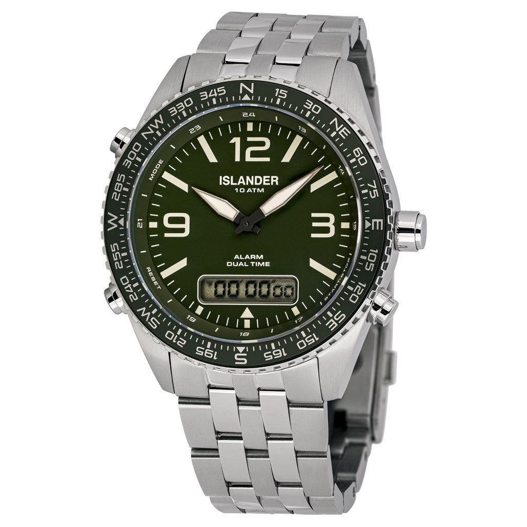 Islander Rocky Point Analog-Digital Watch with Green Dial