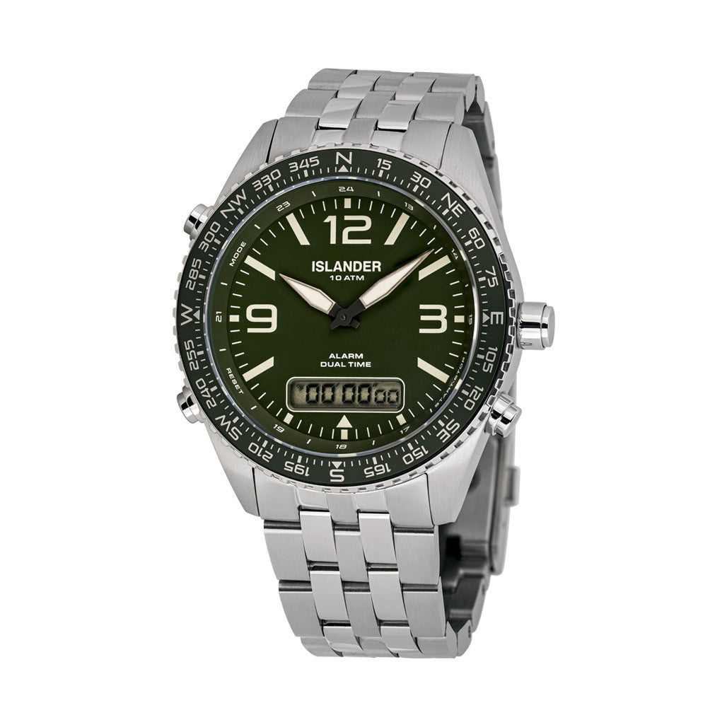 Islander Rocky Point Analog-Digital Watch with Green Dial