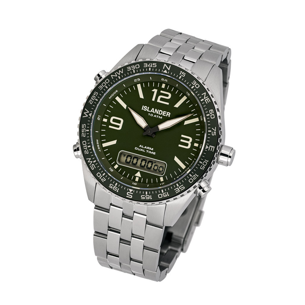 Islander Rocky Point Analog-Digital Watch with Green Dial