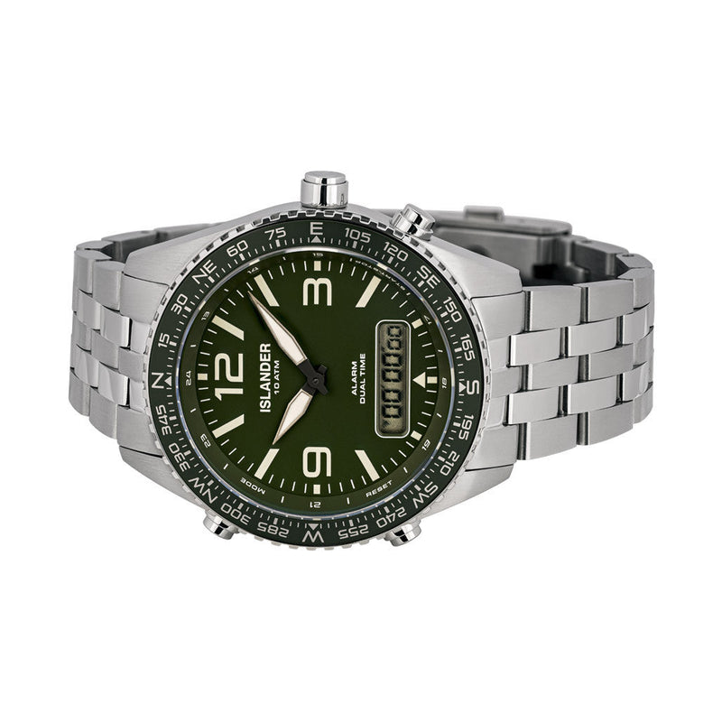 Islander Rocky Point Analog-Digital Watch with Green Dial