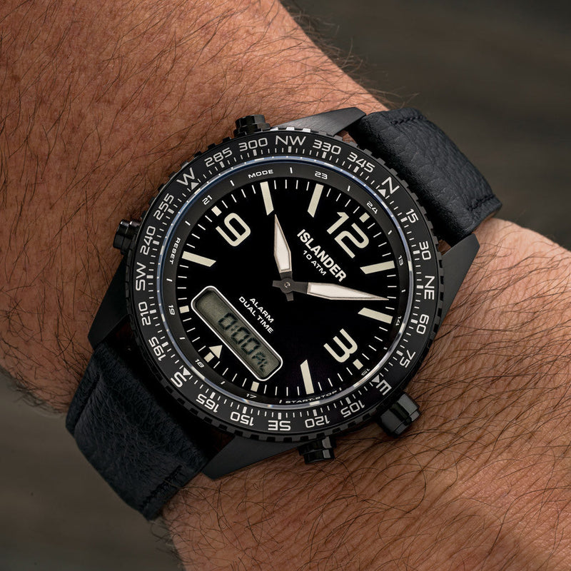Islander Rocky Point PVD Analog-Digital Watch with Black Dial