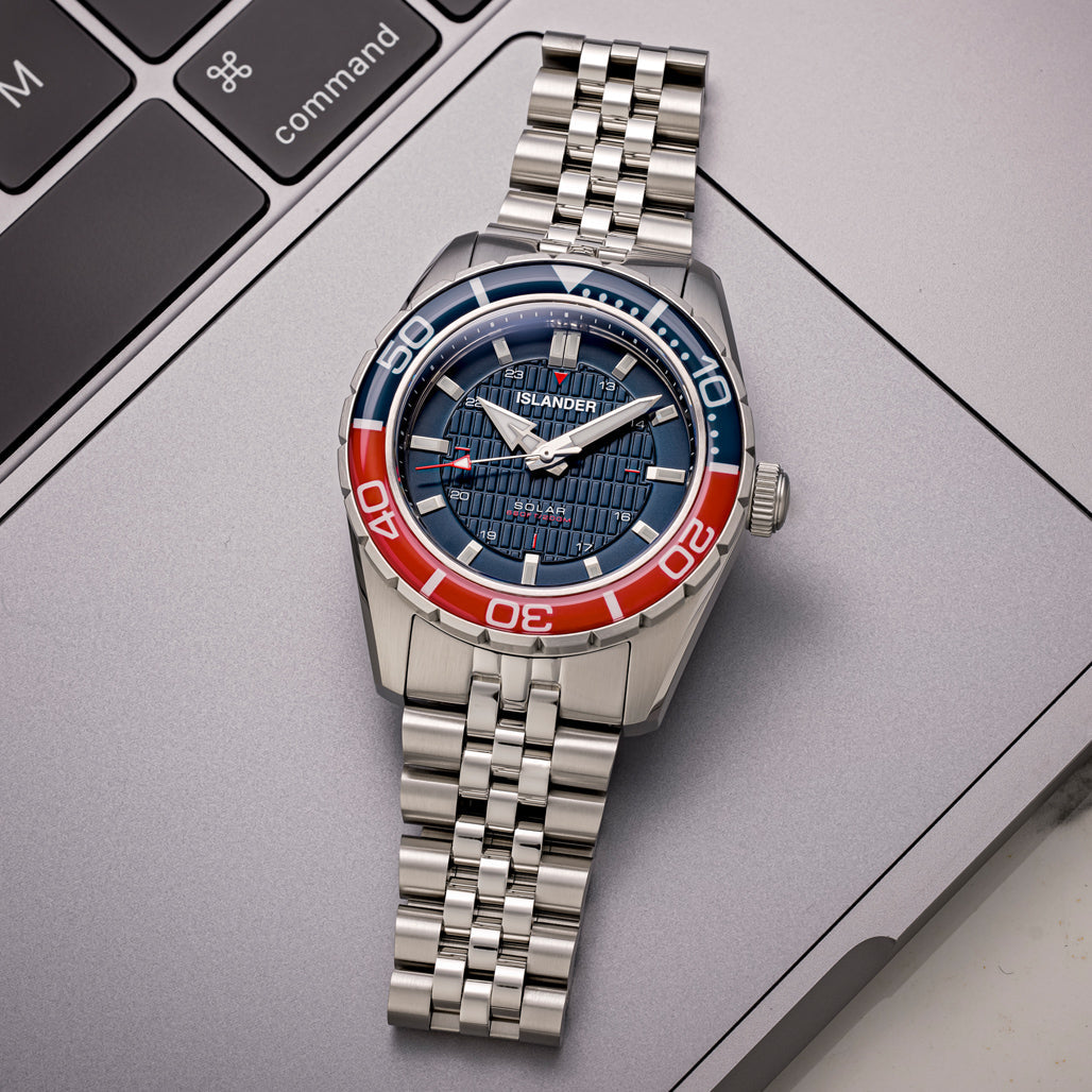 Islander Saltaire 38mm Solar Dive Watch with Blue Dial