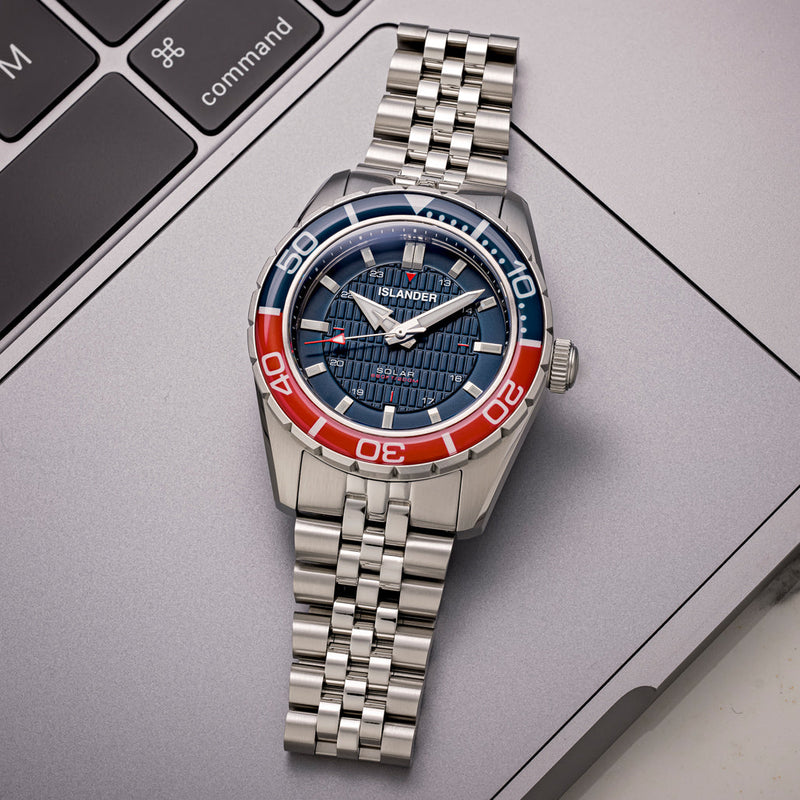 Islander Saltaire 38mm Solar Dive Watch with Blue Dial