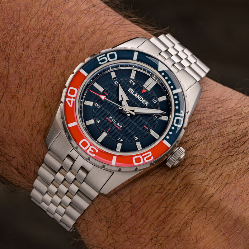 Islander Saltaire 38mm Solar Dive Watch with Blue Dial