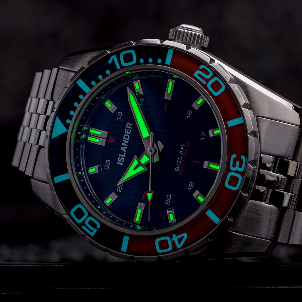 Islander Saltaire 38mm Solar Dive Watch with Blue Dial