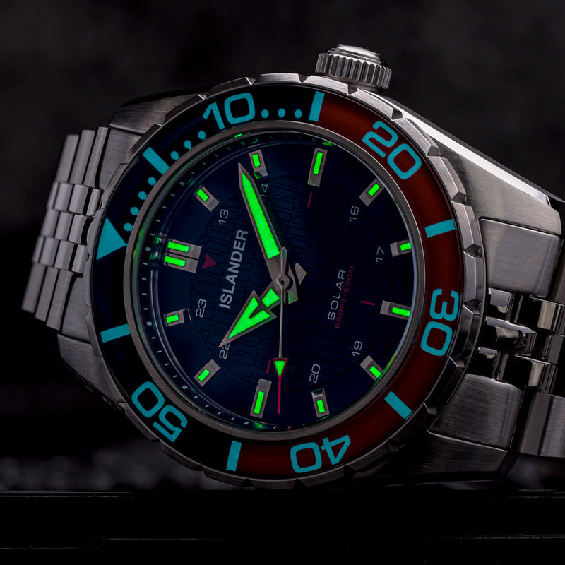 Islander Saltaire 38mm Solar Dive Watch with Blue Dial