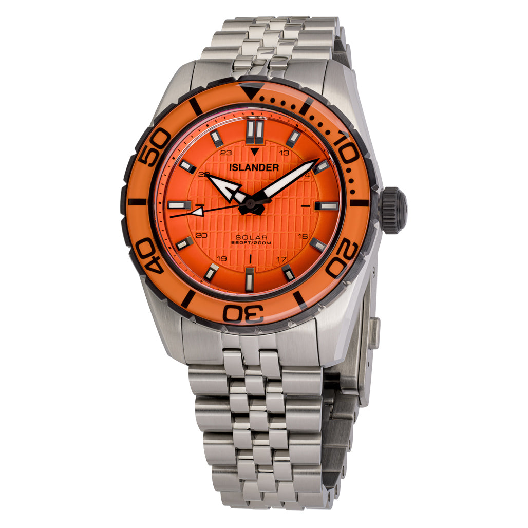 Islander Saltaire 38mm Solar Dive Watch with Orange Dial