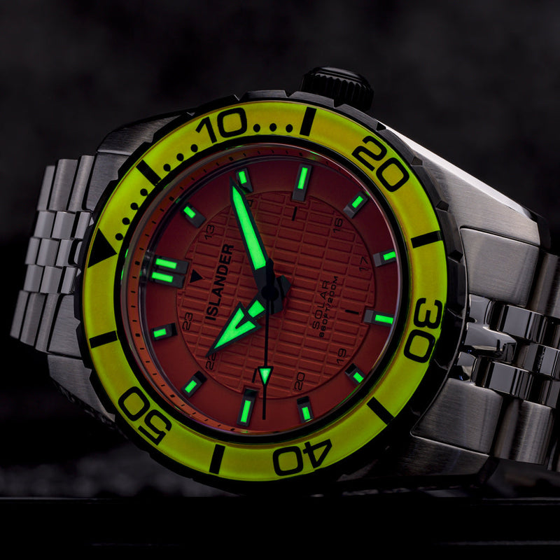 Islander Saltaire 38mm Solar Dive Watch with Orange Dial