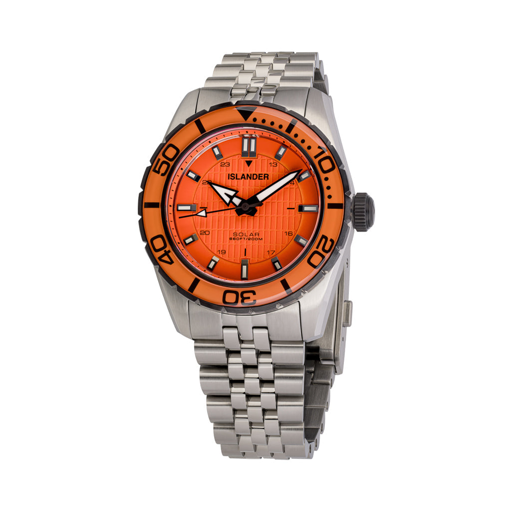 Islander Saltaire 38mm Solar Dive Watch with Orange Dial