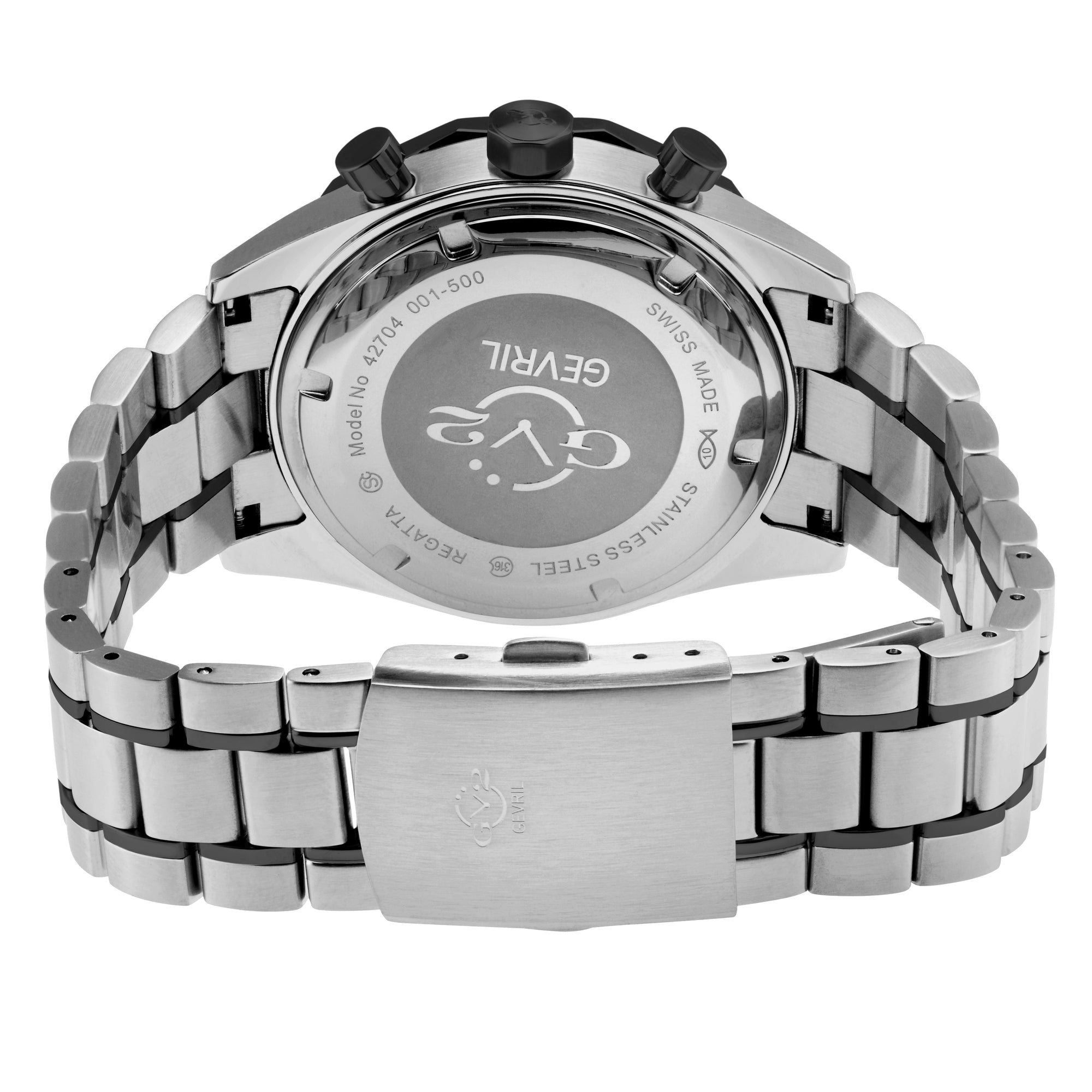 Regatta GV2 Swiss Quartz,Tide cycle indicator, Black dial, Two toned SS/IPBLK Bracelet | Black Dial