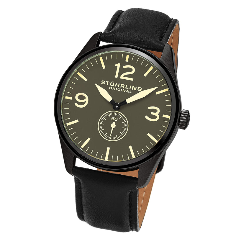 Aviator Black/Leather/Brown Dial/Black  Case | Brown Dial