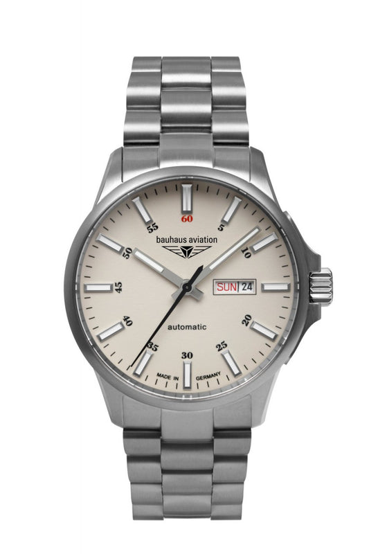 Aviation Titanium Beige with Titanium Bracelet | Beige Dial