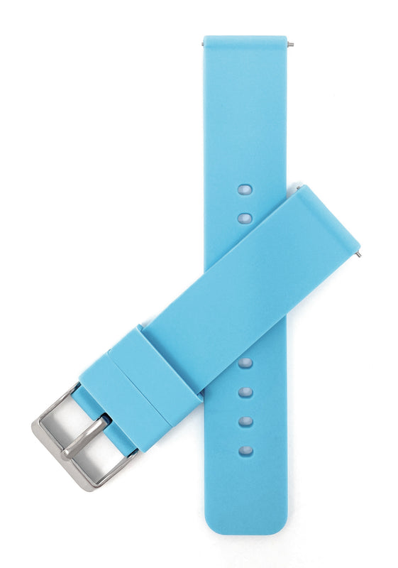 SIL.100 | Quick Release Slim Soft Rubber Silicone Watch Band - 22mm, Blue 22mm / Blue |  Dial