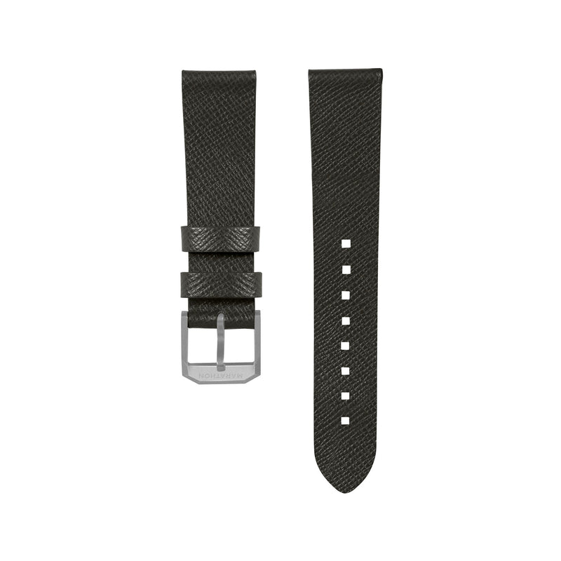 STRAP, 20mm, ITALIAN LEATHER, CROSS HATCH, PARKERIZED BUCKLE, MOSS GREEN, STANDARD ITALIAN LEATHER, CROSS HATCH