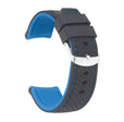 22mm Silicone Rally Strap, Perforated Black / Blue |  Dial
