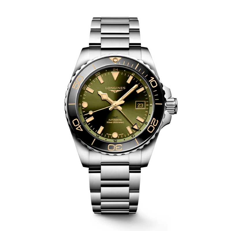 HYDROCONQUEST GMT Green / Stainless Steel | Green Dial