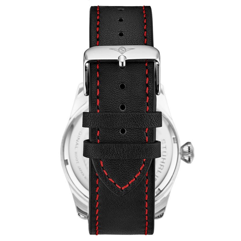 Aviator 4002 Silver case/Leather strap/ Brass Dial | Black Dial