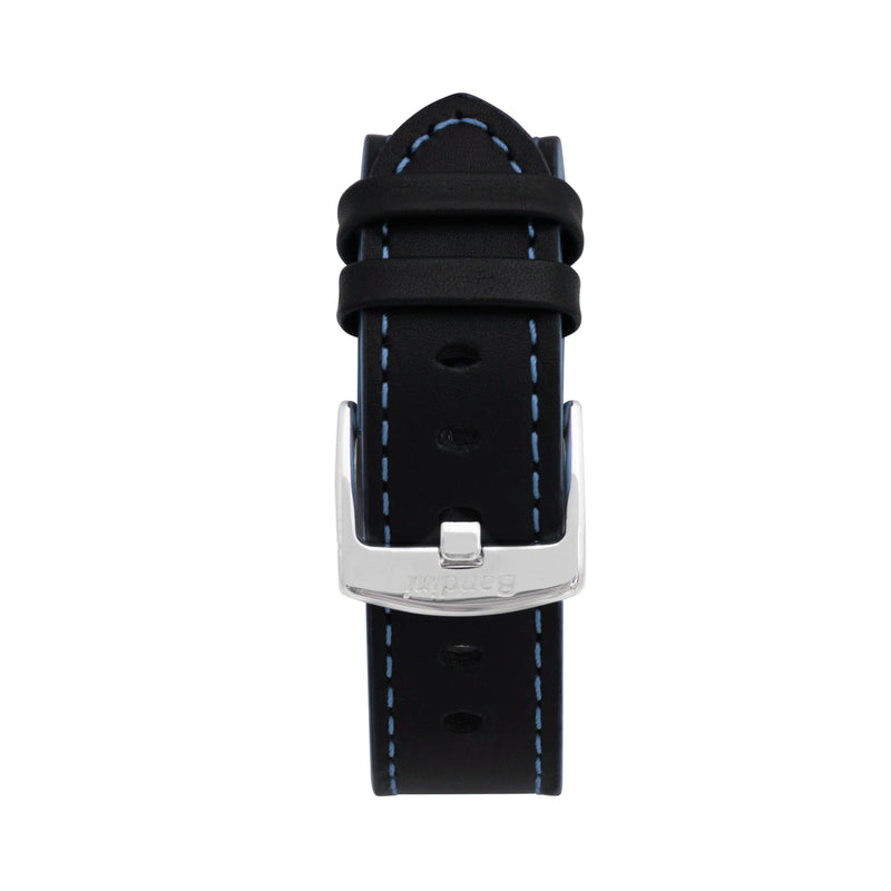 Thick Leather Two-Tone Racer Band for Apple Watch Series 8/7/6/5/4/3/2/1/SE Black & Blue (38mm | 40mm | 41mm) |  Dial