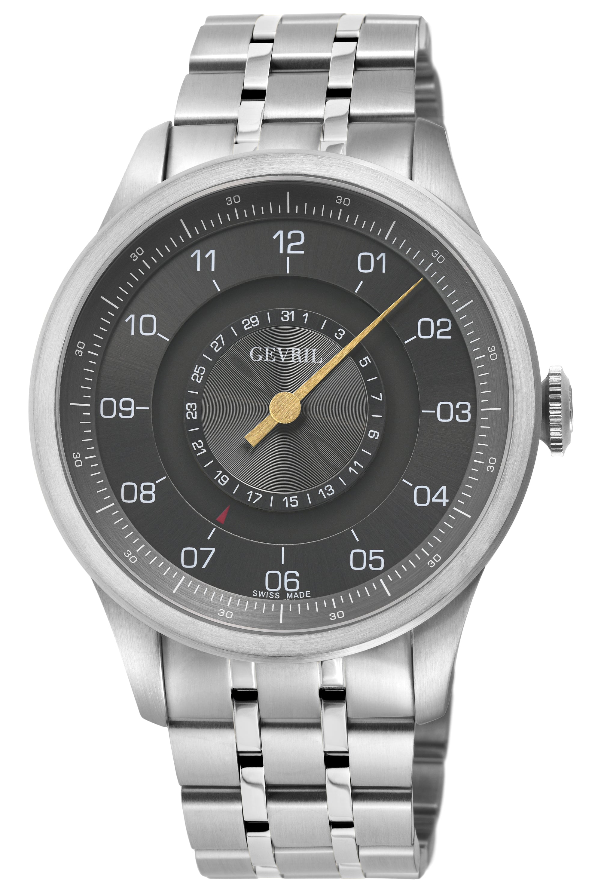 Jones Swiss automatic SW200 single handed watch Gray Silver | Gray Dial