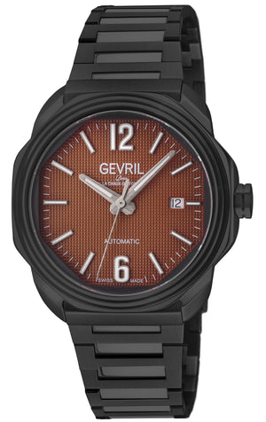 Roosevelt Gevril SS/IPYG Case, IPBLK Bezel, Clay Red checkered dial, SS/IPBLK Bracelet. | Red Dial