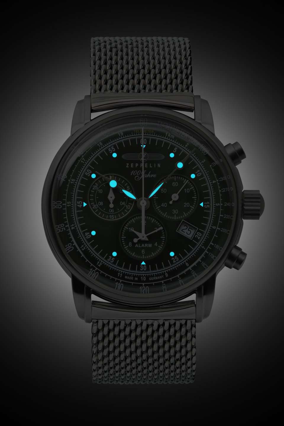 Zeppelin 100 Jahre Chronograph Green with Mesh Bracelet | Green