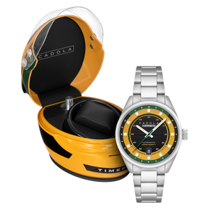DFV-COSWORTH HELMET WATCH WINDER AUTOMATIC LIMITED EDITION YELLOW / STAINLESS STEEL | Yellow Dial