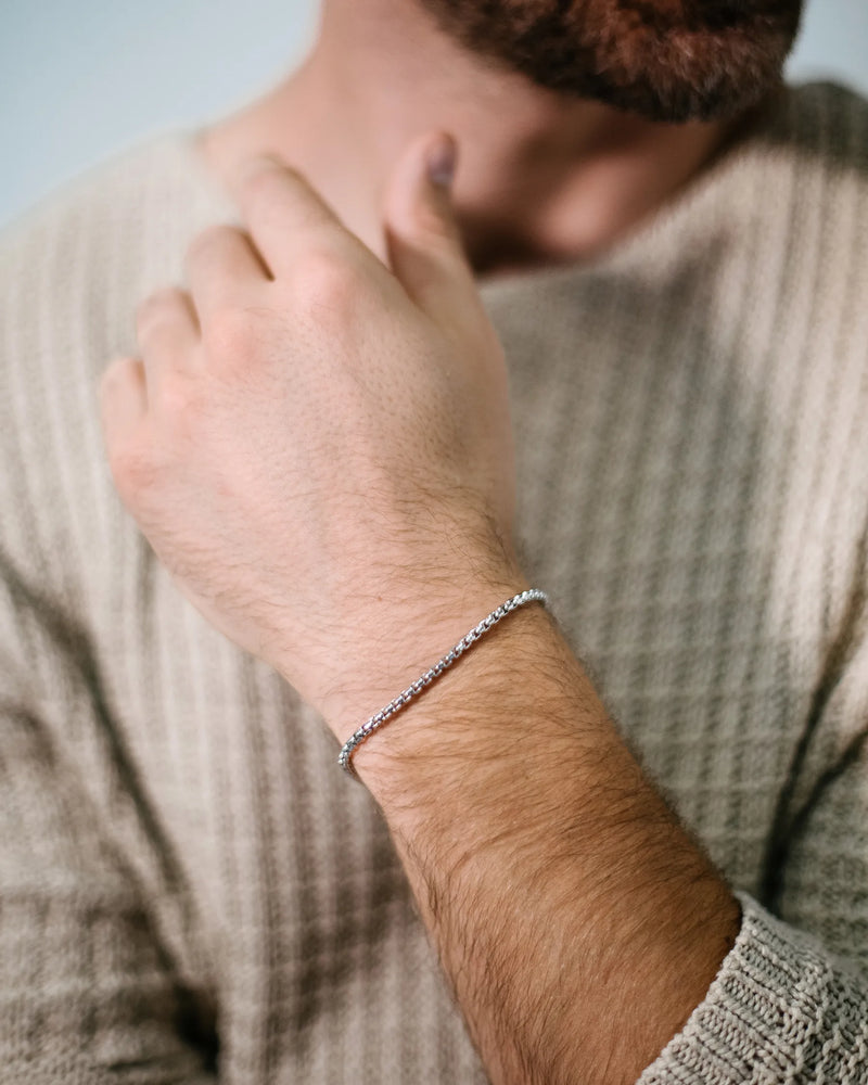 Box Chain Bracelet, 3MM Sterling Silver