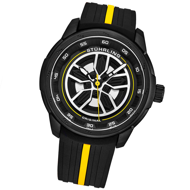 Aviator Black and yellow/Rubber/Black/Silver Dial/Black Case | Black Dial