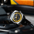 Buxton Automatic Black & Orange / Black Leather | Black Dial